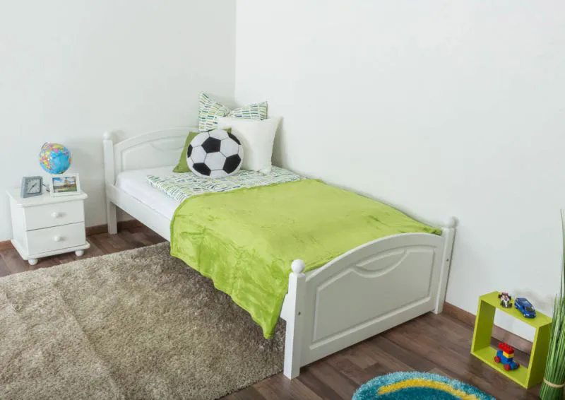 Cadre de lit pour enfants / Lit pour enfant 100 x 200 cm | Bois massif: Pin | Laqué Blanc Abbildung