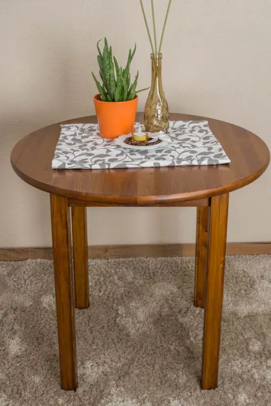 Table en pin massif, couleur chêne 003 (ronde) - diamètre 80 cm