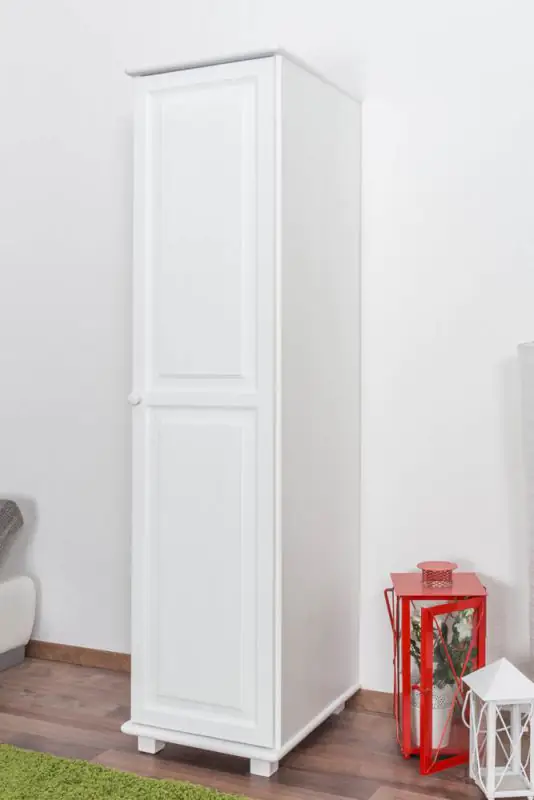Armoire en bois de pin massif, laqué blanc 003 - Dimensions 190 x 47 x 60 cm (H x L x P)