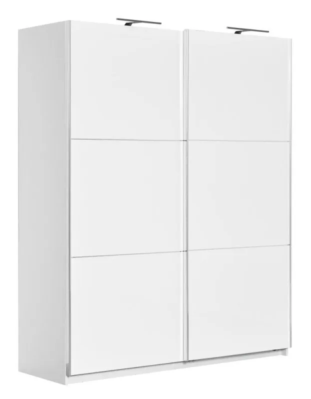 Armoire à portes coulissantes / armoire Sabadell 09, couleur : blanc / blanc brillant - 222 x 179 x 64 cm (H x L x P)