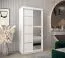 Armoire à portes coulissantes / Penderie Jan 01B avec miroir, Couleur : Blanc mat - Dimensions : 200 x 100 x 62 cm ( H x L x P)