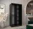 Armoire à portes coulissantes / Penderie Bisaurin 1C avec miroir, Couleur : Noir / Chêne de Sonoma - Dimensions : 200 x 100 x 62 cm ( H x L x P)