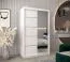 Armoire à portes coulissantes / Penderie Jan 02B avec miroir, Couleur : Blanc mat - Dimensions : 200 x 120 x 62 cm ( H x L x P)