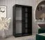 Armoire à portes coulissantes Jan 02B avec miroir | Noir / Blanc mat | 200 x 120 x 62 cm