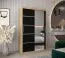 Armoire à portes coulissantes Jan 02B avec miroir | Chêne Sonoma & Noir | 200 x 120 x 62 cm