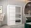 Armoire à portes coulissantes / Penderie Jan 03B avec miroir, Couleur : Blanc mat - Dimensions : 200 x 150 x 62 cm ( H x L x P)