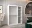 Armoire à portes coulissantes / Penderie Bisaurin 3C avec miroir, Couleur : Blanc mat - Dimensions : 200 x 150 x 62 cm ( H x L x P)