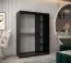 Armoire à portes coulissantes / Penderie Bisaurin 3D avec miroir, Couleur : Noir - Dimensions : 200 x 150 x 62 cm ( H x L x P)