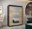 Armoire à portes coulissantes / Penderie Jan 03D avec miroir, Couleur : Noir / Chêne de Sonoma - Dimensions : 200 x 150 x 62 cm (H x L x P)