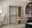 Armoire à portes coulissantes / Penderie Calvitero 03 avec miroir, Couleur : Chêne de Sonoma - Dimensions : 200 x 150 x 62 cm ( H x L x P)