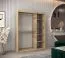 Armoire à portes coulissantes / Penderie Bisaurin 3D avec miroir, Couleur : Chêne de Sonoma - Dimensions : 200 x 150 x 62 cm ( H x L x P)