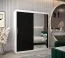 Armoire à portes coulissantes Bisaurin 4C avec miroir | Blanc mat / Noir | 200 x 180 x 62 cm