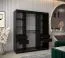 Armoire à portes coulissantes / Penderie Bisaurin 4B avec miroir, Couleur : Noir / Chêne de Sonoma - Dimensions : 200 x 180 x 62 cm ( H x L x P)