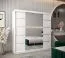 Armoire à portes coulissantes / Penderie Jan 05D avec miroir, Couleur : Blanc mat - Dimensions : 200 x 200 x 62 cm (H x L x P)