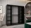 Armoire penderie à portes coulissantes Bisaurin 5B avec miroir | Noir | 200 x 200 x 62 cm | Gain de place