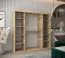 Armoire à portes coulissantes / Penderie Robinyera 05 avec miroir, Couleur : Chêne de Sonoma - Dimensions : 200 x 200 x 62 cm ( H x L x P)