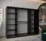 Armoire à portes coulissantes / Penderie Bisaurin 6B avec miroir, Couleur : Noir / Chêne de Sonoma - Dimensions : 200 x 250 x 62 cm ( H x L x P)