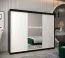 Armoire penderie Bisaurin 6B avec miroir | Portes coulissantes | Noir / Blanc mat | 200 x 250 x 62 cm
