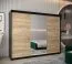 Armoire à portes coulissantes / Penderie Bisaurin 6B avec miroir, Couleur : Noir / Chêne de Sonoma - Dimensions : 200 x 250 x 62 cm ( H x L x P)