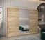 Armoire à portes coulissantes / Penderie Jan 06B avec miroir, Couleur : Chêne de Sonoma - Dimensions : 200 x 250 x 62 cm ( H x L x P)