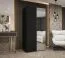 Armoire avec une tringle à vêtements Eiger 61, Couleur : Noir, un compartiment, une porte miroir, largeur 1 mètre, Poignées : Noir, fonction Soft-Close
