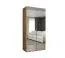 Armoire une barre Eiger 112, deux portes miroir, largeur 1 mètre, fonction soft-close, un compartiment, pour chambre à coucher