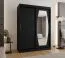 Armoire à portes coulissantes Musala 11 noir | 1,5 m de large | miroir | 2 penderies | 5 compartiments