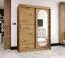 Armoire à portes coulissantes Moldoveanu 09 | Chêne Artisan | 1,5 m de large | 5 compartiments | 2 tringles | Miroir ovale
