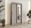 Armoire / Penderie à portes coulissantes Bernina 04, couleur : cachemire, rails en aluminium, largeur 1 mètre, une porte avec miroir, deux tringles à vêtements, cinq casiers