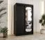 Armoire à portes coulissantes / Penderie Bernina 07, Couleur : Noir, largeur 1,2 mètres, une porte avec miroir, cinq casiers, deux tringles à vêtements, rails en aluminium
