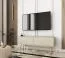 Meuble TV suspendu Horsham 48 | Beige & pieds dorés | Push-to-open | 2 abattants | 135 cm