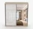 Armoire à portes coulissantes avec miroir Gorski 68 | 218 x 233 x 61 cm | Blanc / Chêne | 3 portes | 12 compartiments | Grand espace de rangement