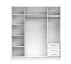 Penderie / Armoire à portes coulissantes / Sredna 04 / Chêne de Sonoma / Blanc / Avec miroir / 2 portes / 7 compartiments / 3 tiroirs / 218 x 203 x 61 cm