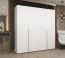 Armoire à portes battantes avec quatre portes Eiger 27, Couleur : Blanc, fonction soft-close, deux compartiments, armoire, Poignées : Or, largeur 2 mètres, deux tringles à vêtements