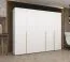 Armoire à portes battantes avec cinq portes Eiger 38, Couleur : Blanc, fonction soft-close, trois compartiments, armoire, Poignées : Or, largeur 2,5 mètres, trois tringles à vêtements