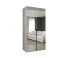 Armoire à portes battantes avec deux portes miroir Eiger 113, Couleur : Blanc, un compartiment, largeur 1 mètre, fonction soft-close, armoire, Poignées : Noir