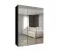 Armoire avec trois portes miroir Eiger 129, Couleur : Noir, deux tringles à vêtements, deux compartiments, largeur 1,5 m, fonction Soft-Close, Poignées : Or