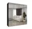 Armoire avec quatre portes miroir Eiger 140, Couleur : Noir, deux tringles à vêtements, deux compartiments, largeur 2 mètres, fonction Soft-Close, Poignées : Or