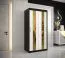 Armoire élégante Hochfeiler 02, Couleur : Noir / Marbre blanc - Dimensions : 200 x 100 x 62 cm (h x l x p), avec cinq casiers