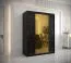 Armoire au design moderne Hochfeiler 36, Couleur : Noir / Marbre noir - Dimensions : 200 x 150 x 62 cm (h x l x p), avec deux tringles à vêtements et deux miroirs