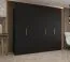 Armoire à portes battantes avec fonction soft-close Korab 41, Couleur : Noir, largeur 2,5 mètres, trois compartiments, trois tringles à vêtements, Poignées : Or, Penderie