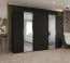 Armoire penderie 3 m Korab 107 | Noir | Soft-Close | 2 portes miroir | Poignées dorées