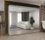 Armoire à portes battantes Korab 147 | Blanc, poignées couleur cachemireées | 2,5 m de large | 5 portes miroir | Soft-Close