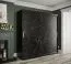 Armoire moderne avec motif en marbre Etna 41, Couleur : Noir mat / Marbre noir - Dimensions : 200 x 200 x 62 cm (h x l x p), avec 10 compartiments et deux tringles à vêtements