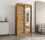Armoire à portes coulissantes Aletschhorn 01, une porte miroir, Couleur : Chêne Artisan, largeur 1 mètre, cinq casiers, deux tringles, penderie, rails en aluminium