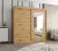Armoire à portes coulissantes Aletschhorn 17, une porte miroir, Couleur : Chêne Artisan, largeur 2 mètres, 10 compartiments, deux tringles à vêtements, armoire, rails en aluminium