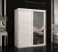 Armoire avec porte miroir Liskamm 33 | Blanc mat | 200 x 150 x 62 cm | 5 étagères, 2 penderies