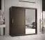 Armoire avec une porte moderne à miroir Liskamm 40, Couleur : Noir mat - Dimensions : 200 x 180 x 62 cm (h x l x p), avec 10 compartiments et deux tringles à vêtements
