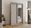 Armoire penderie coulissante Musala 08 | 1,2 m large | Finition cachemire | 1 porte miroir | 5 compartiments | 2 tringles | Rails aluminium