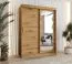 Armoire à portes coulissantes avec miroir Bernina 09 | Chêne Artisan | 1,5 m de large | 5 compartiments | 2 tringles | Rails en aluminium